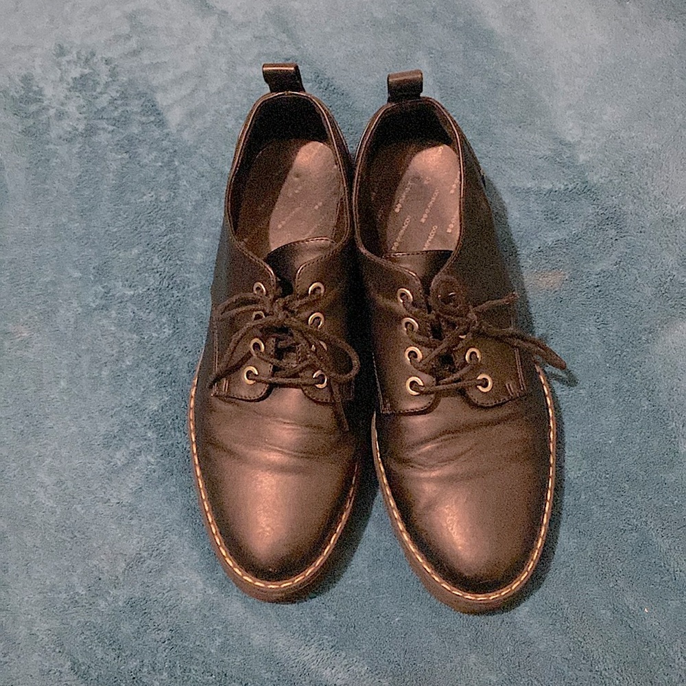 Black Leather Derby Shoes